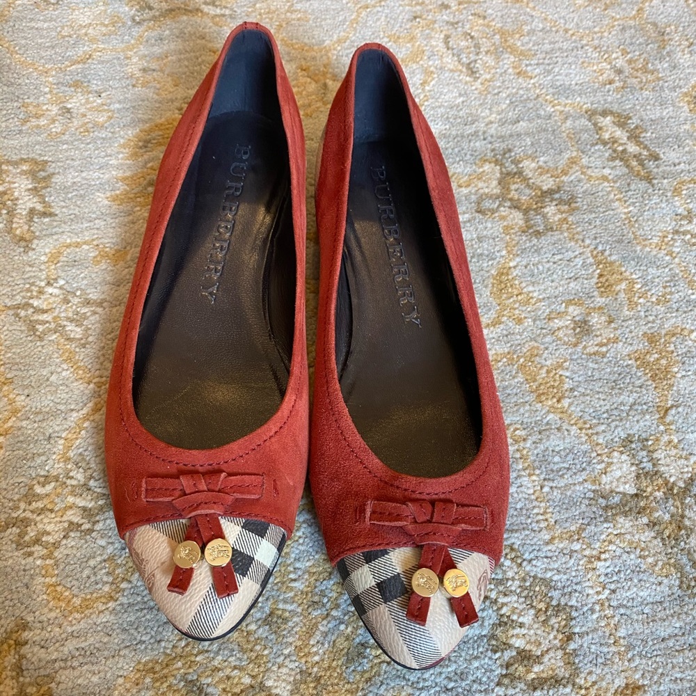 Burberry Red and Checkered Flats